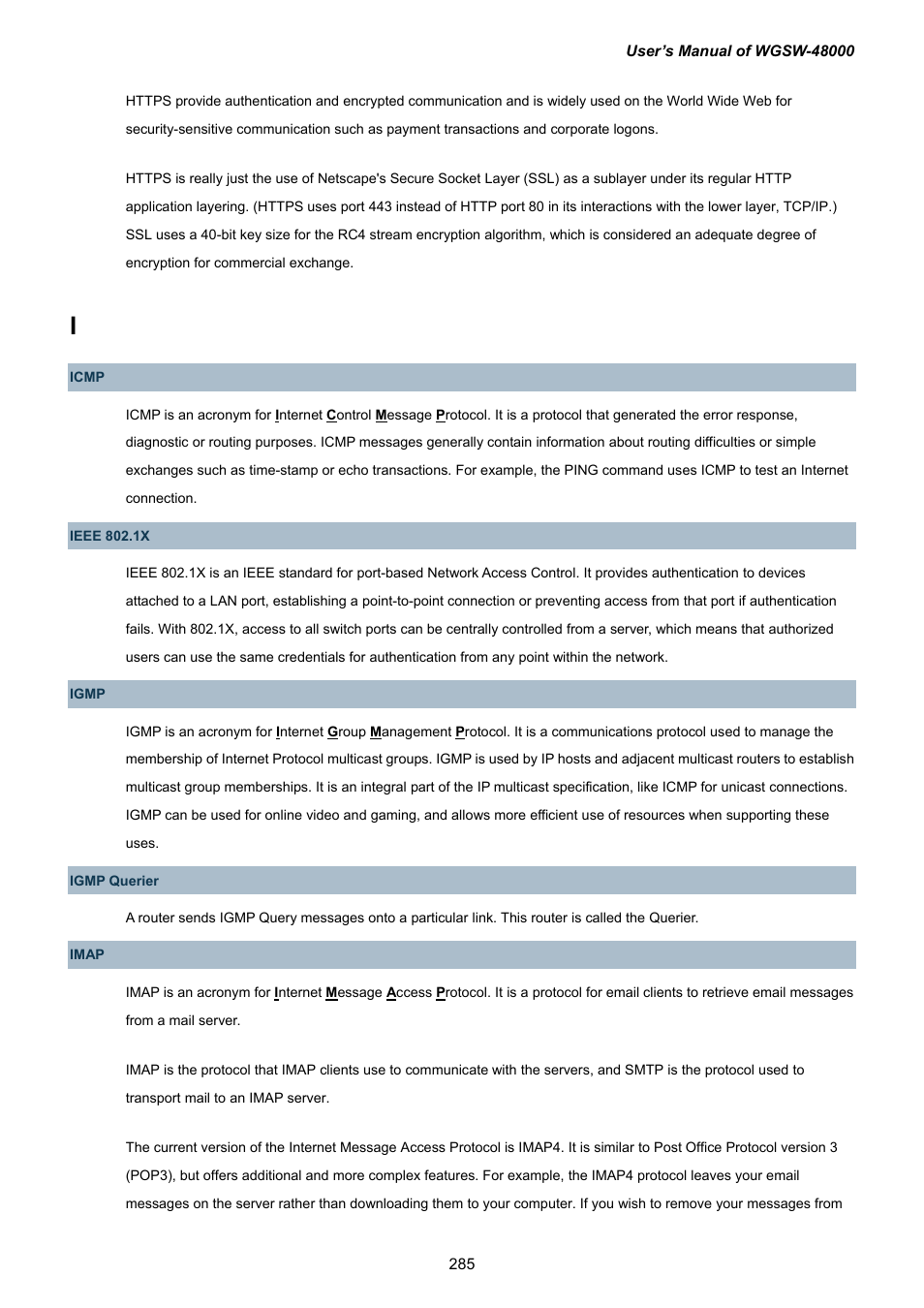 PLANET WGSW-48000 User Manual | Page 285 / 293