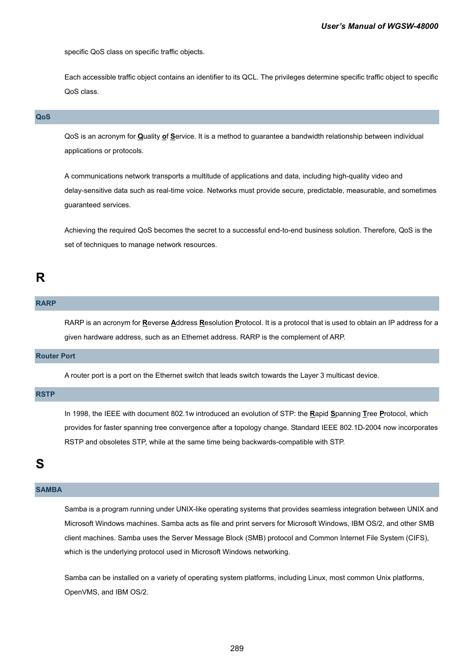 PLANET WGSW-48000 User Manual | Page 289 / 293