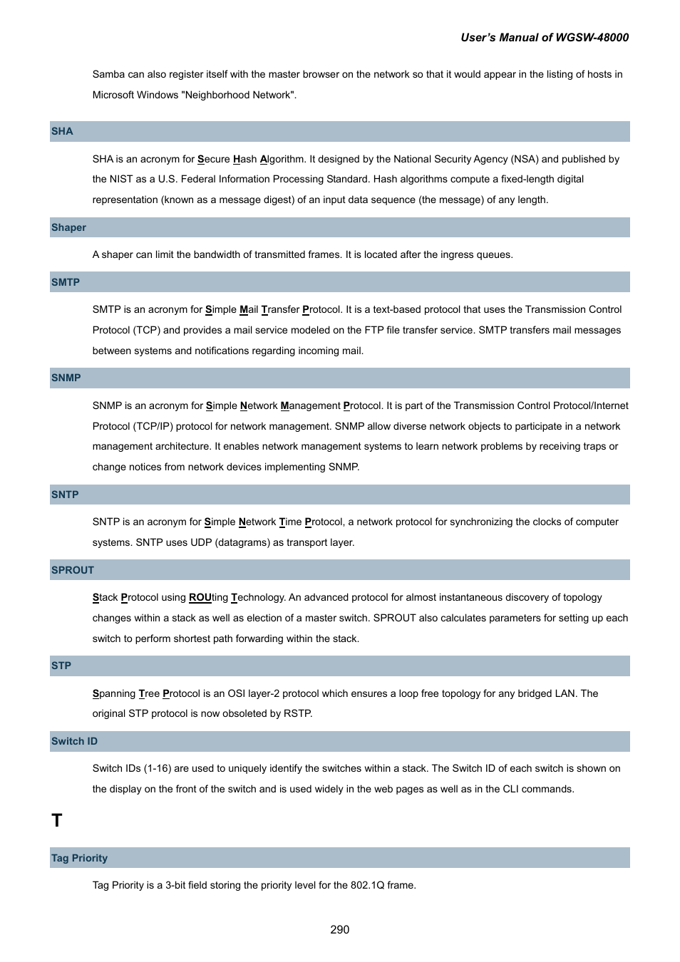 PLANET WGSW-48000 User Manual | Page 290 / 293