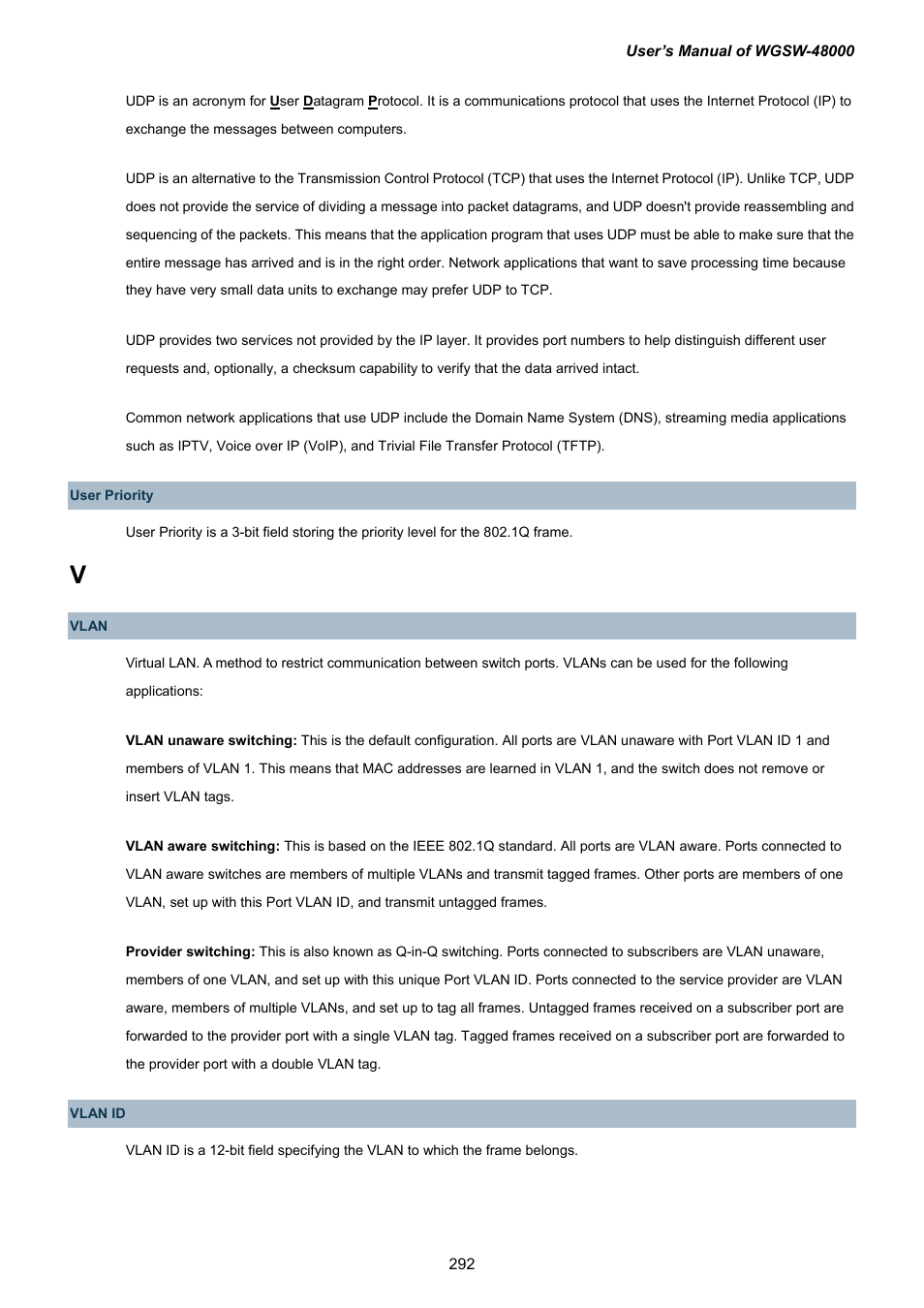 PLANET WGSW-48000 User Manual | Page 292 / 293