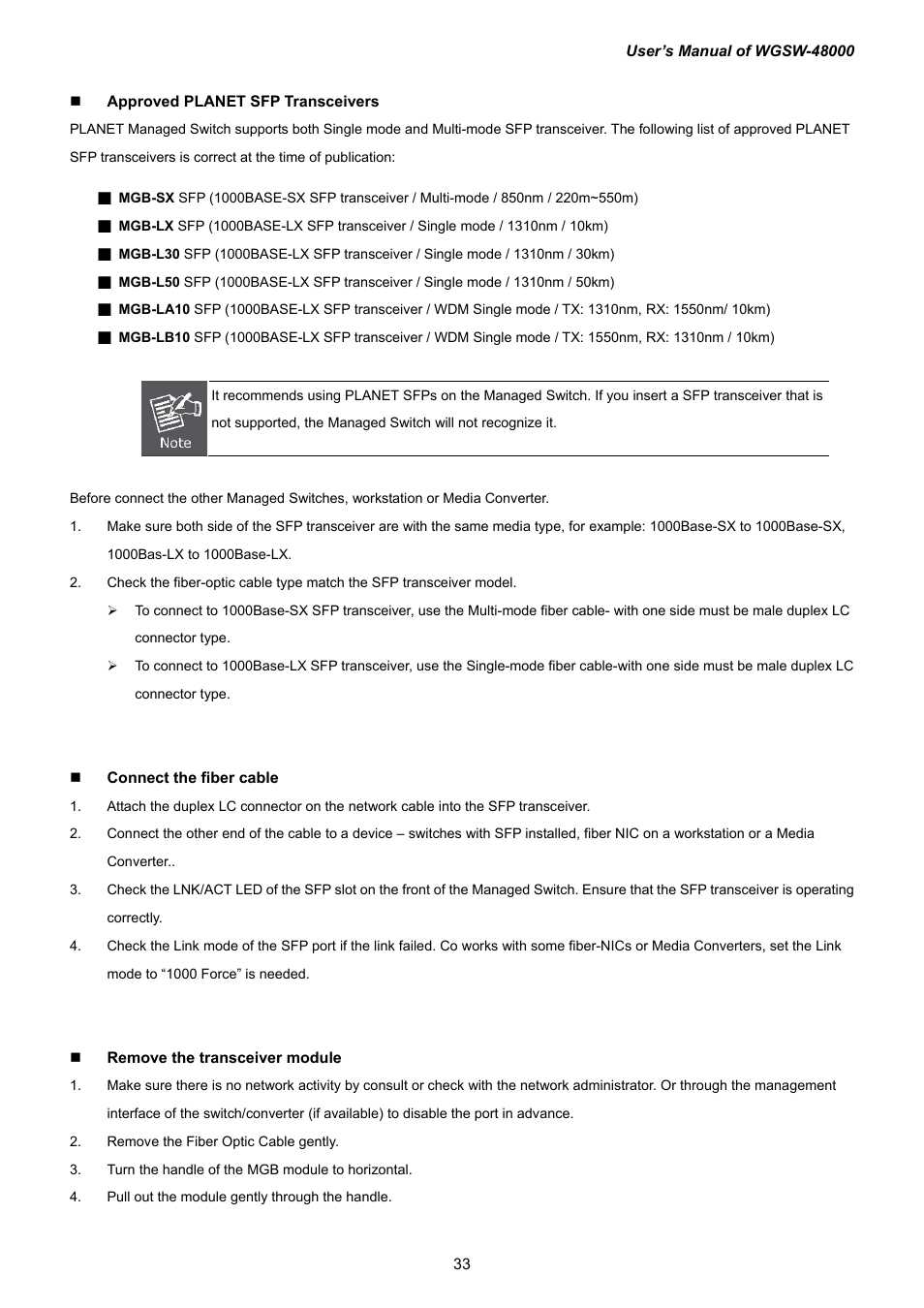 PLANET WGSW-48000 User Manual | Page 33 / 293