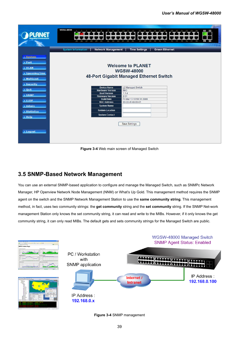 5 snmp-based network management | PLANET WGSW-48000 User Manual | Page 39 / 293