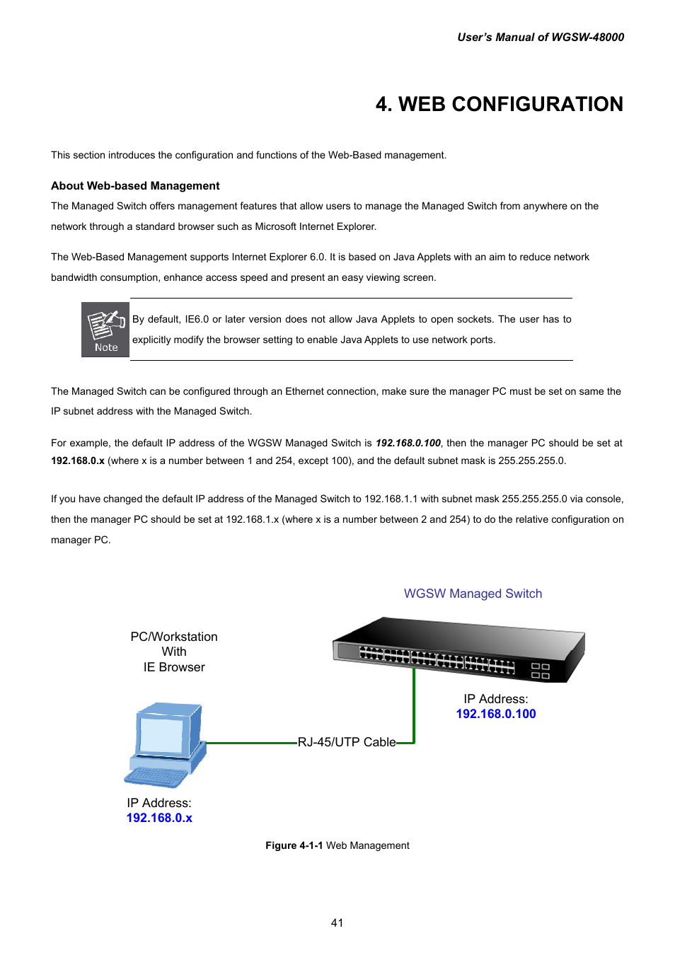 Web configuration | PLANET WGSW-48000 User Manual | Page 41 / 293