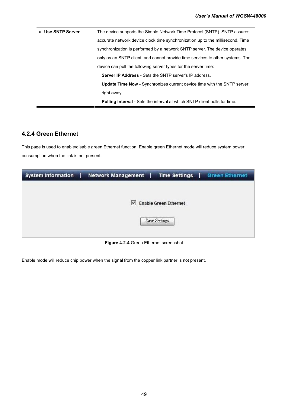 4 green ethernet | PLANET WGSW-48000 User Manual | Page 49 / 293