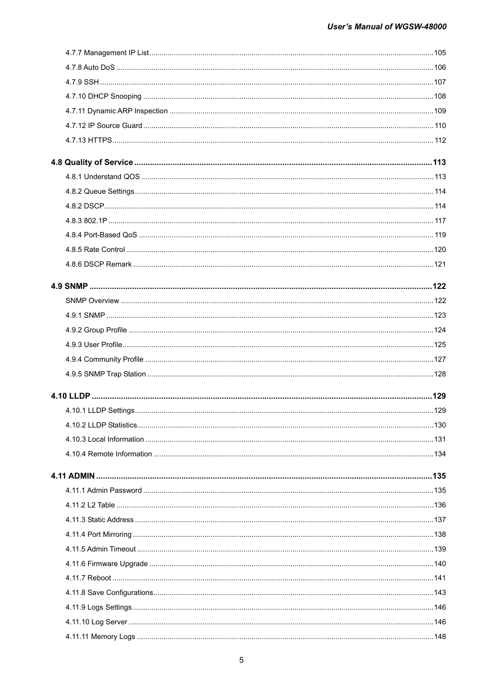 PLANET WGSW-48000 User Manual | Page 5 / 293