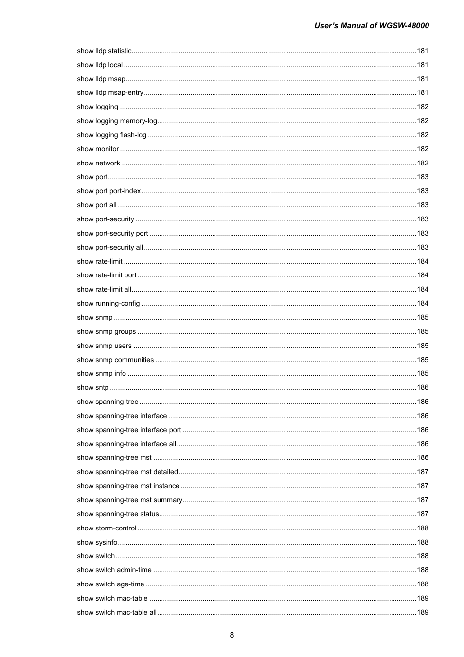 PLANET WGSW-48000 User Manual | Page 8 / 293