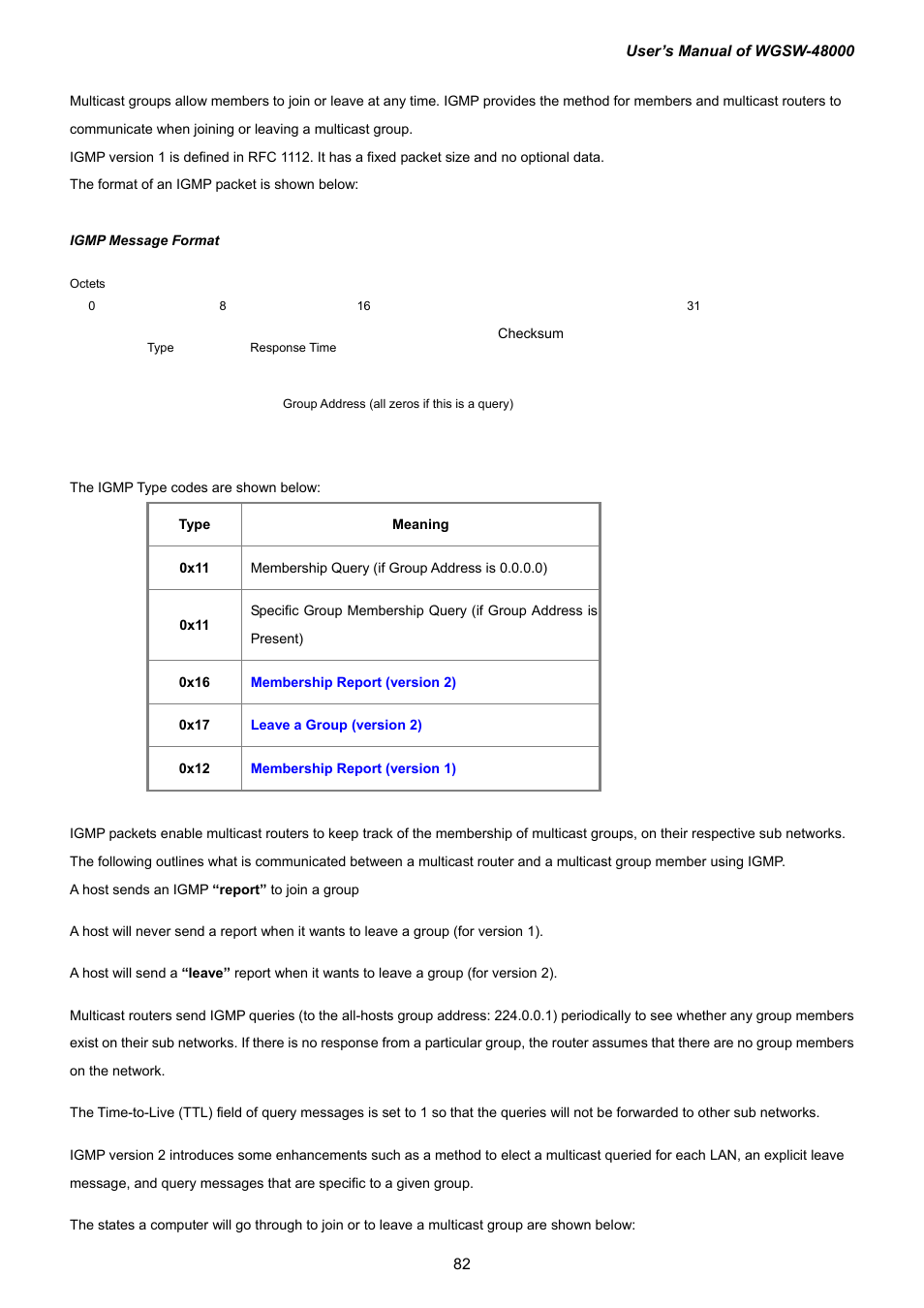 PLANET WGSW-48000 User Manual | Page 82 / 293