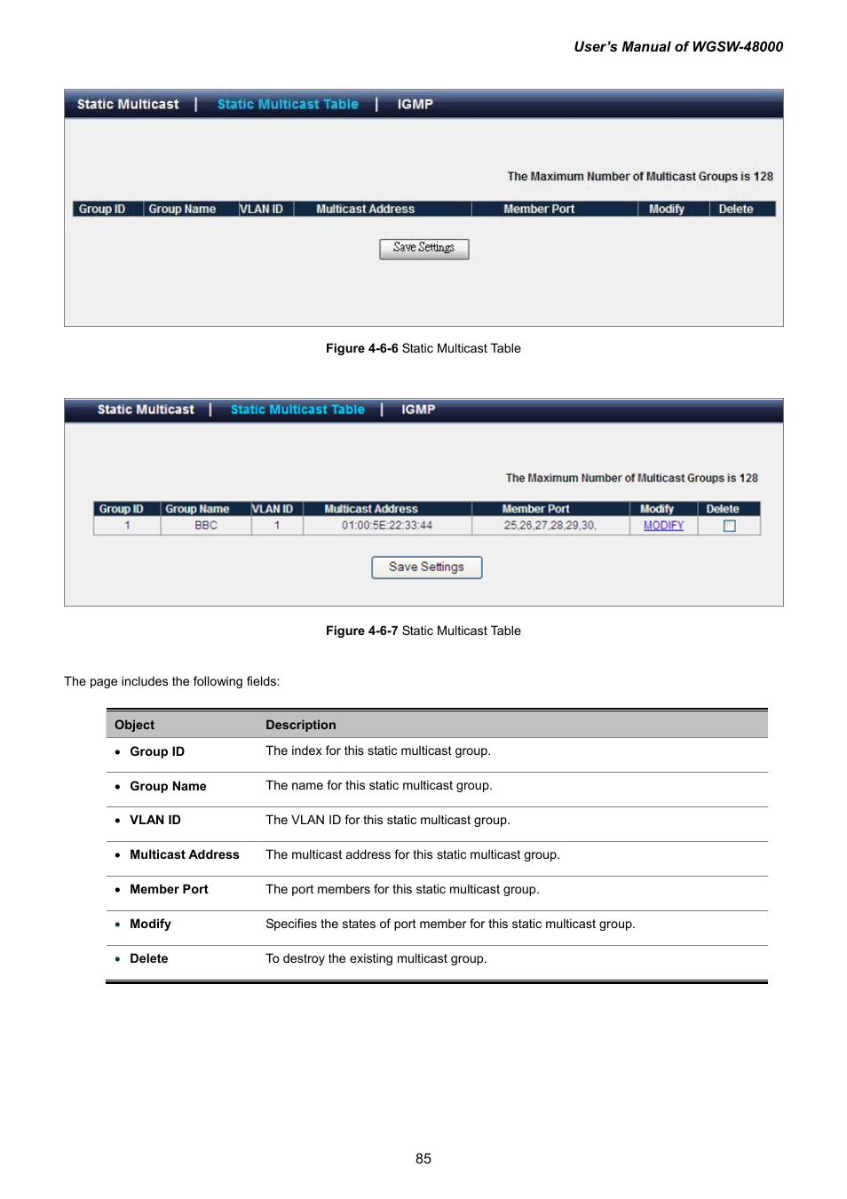 PLANET WGSW-48000 User Manual | Page 85 / 293