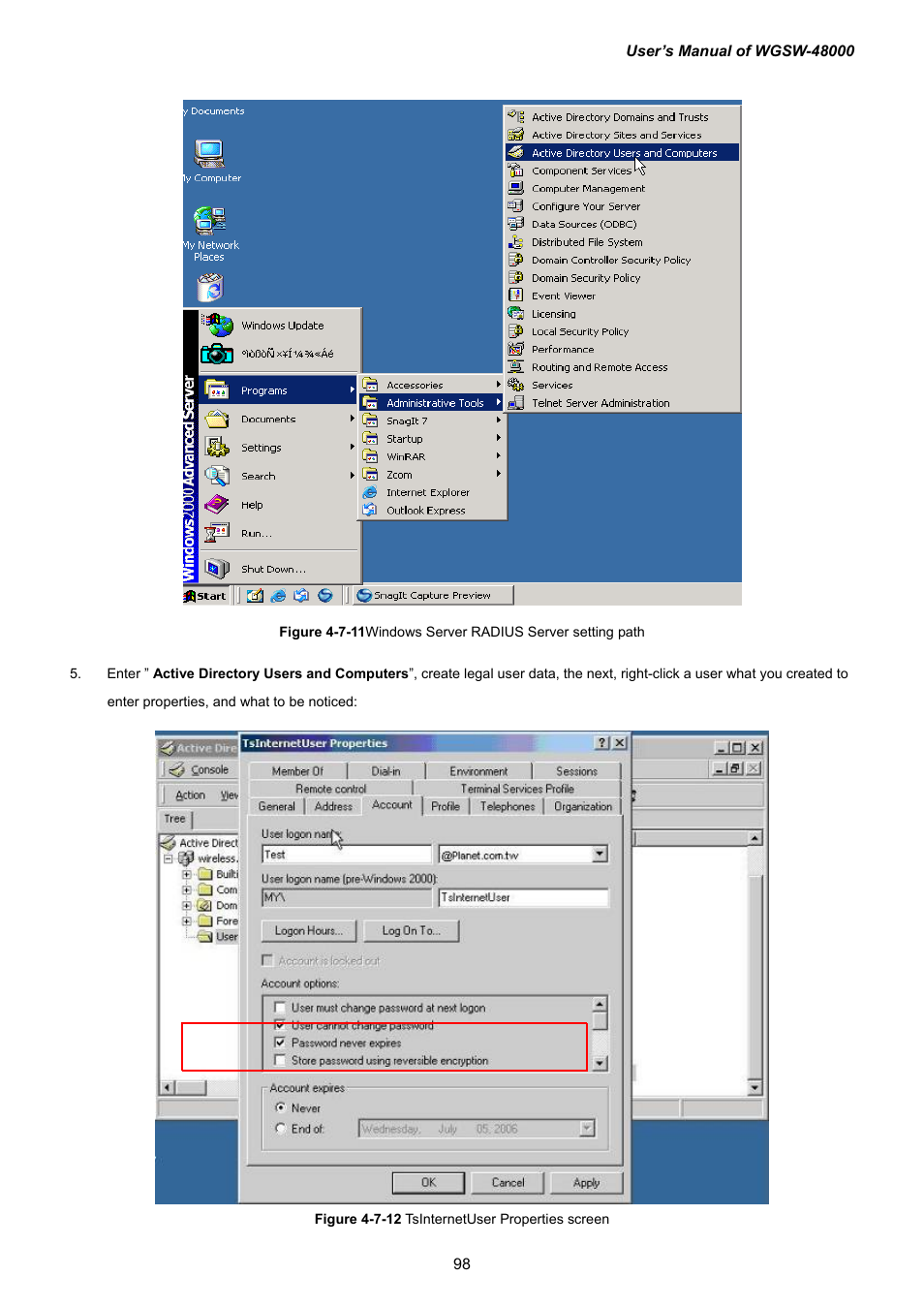 PLANET WGSW-48000 User Manual | Page 98 / 293