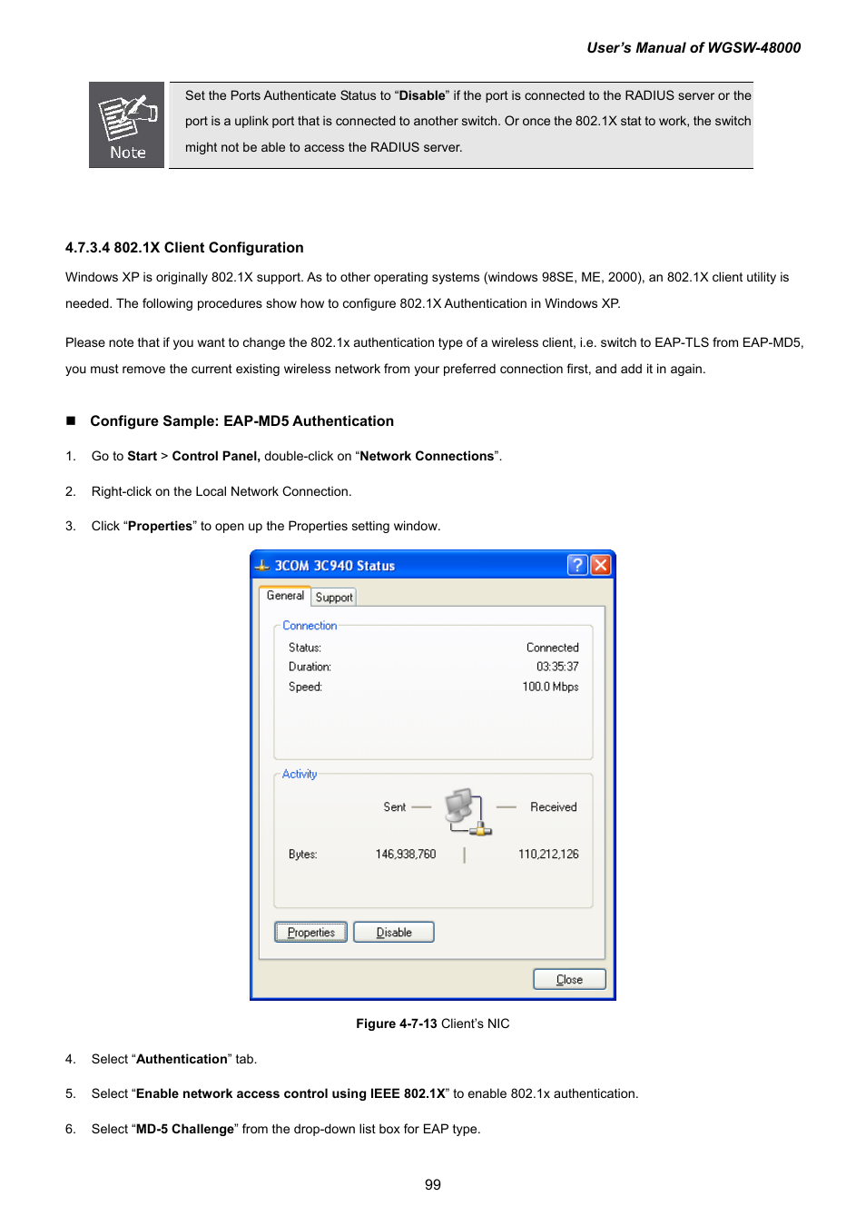 4 802.1x client configuration | PLANET WGSW-48000 User Manual | Page 99 / 293