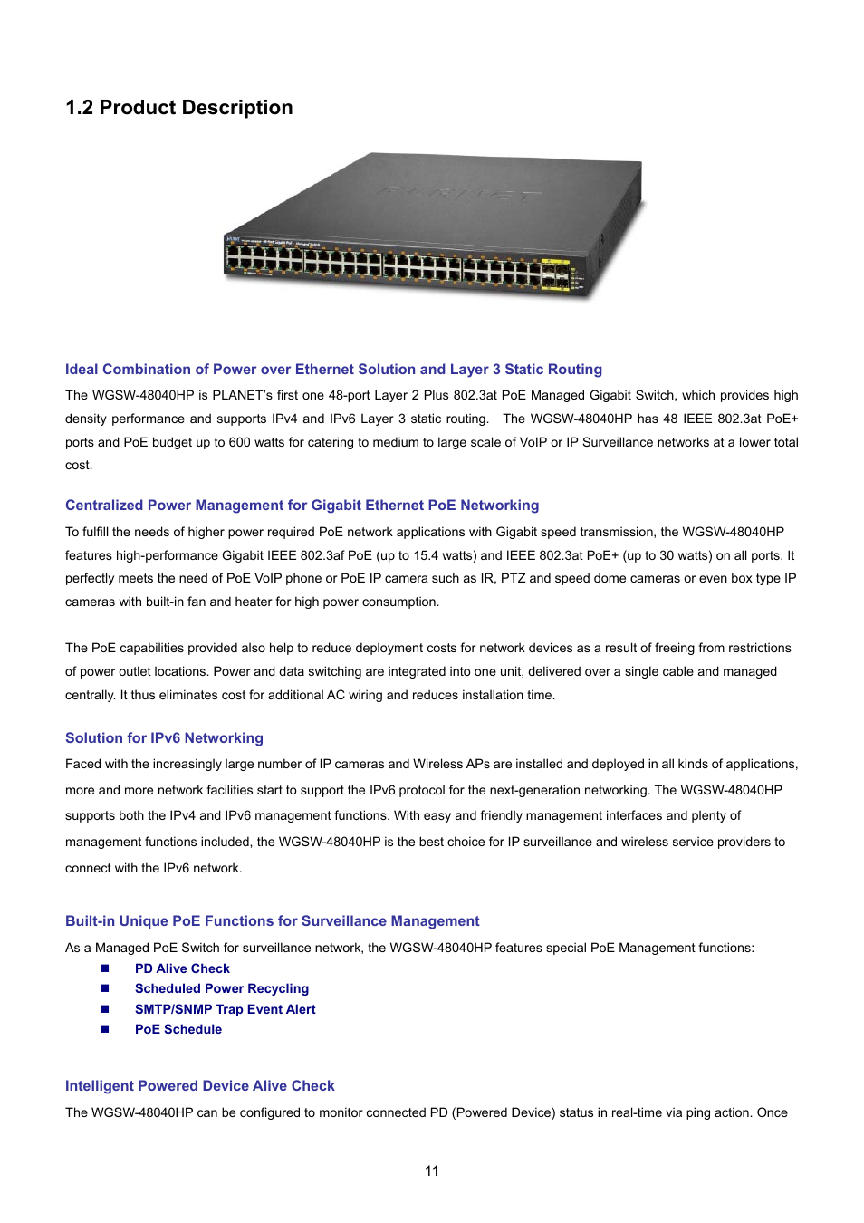 2 product description | PLANET WGSW-48040HP User Manual | Page 11 / 375