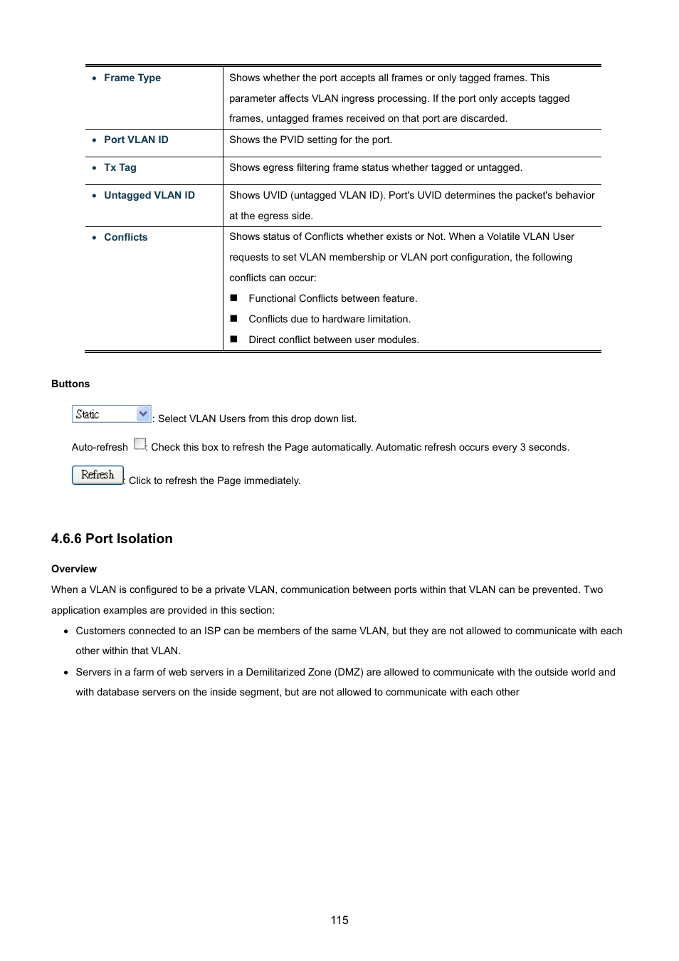6 port isolation | PLANET WGSW-48040HP User Manual | Page 115 / 375