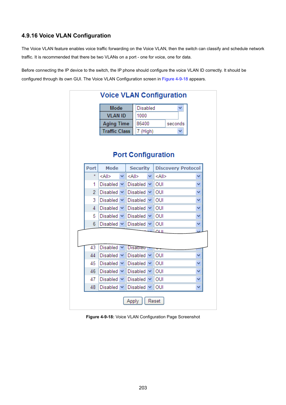 16 voice vlan configuration, 6 voice vlan configuration | PLANET WGSW-48040HP User Manual | Page 203 / 375