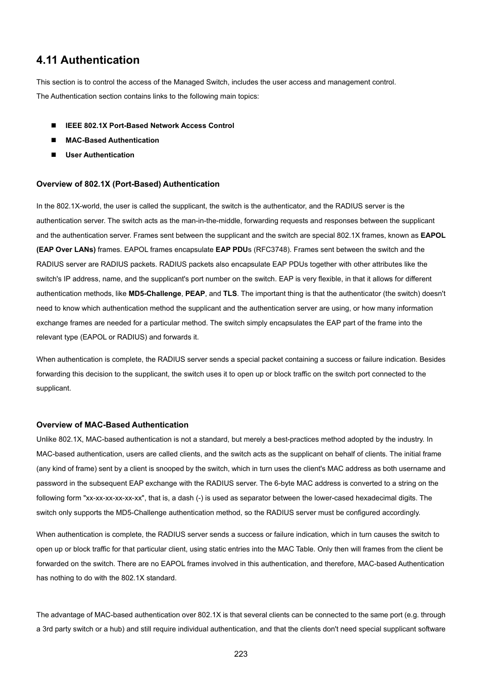 11 authentication | PLANET WGSW-48040HP User Manual | Page 223 / 375