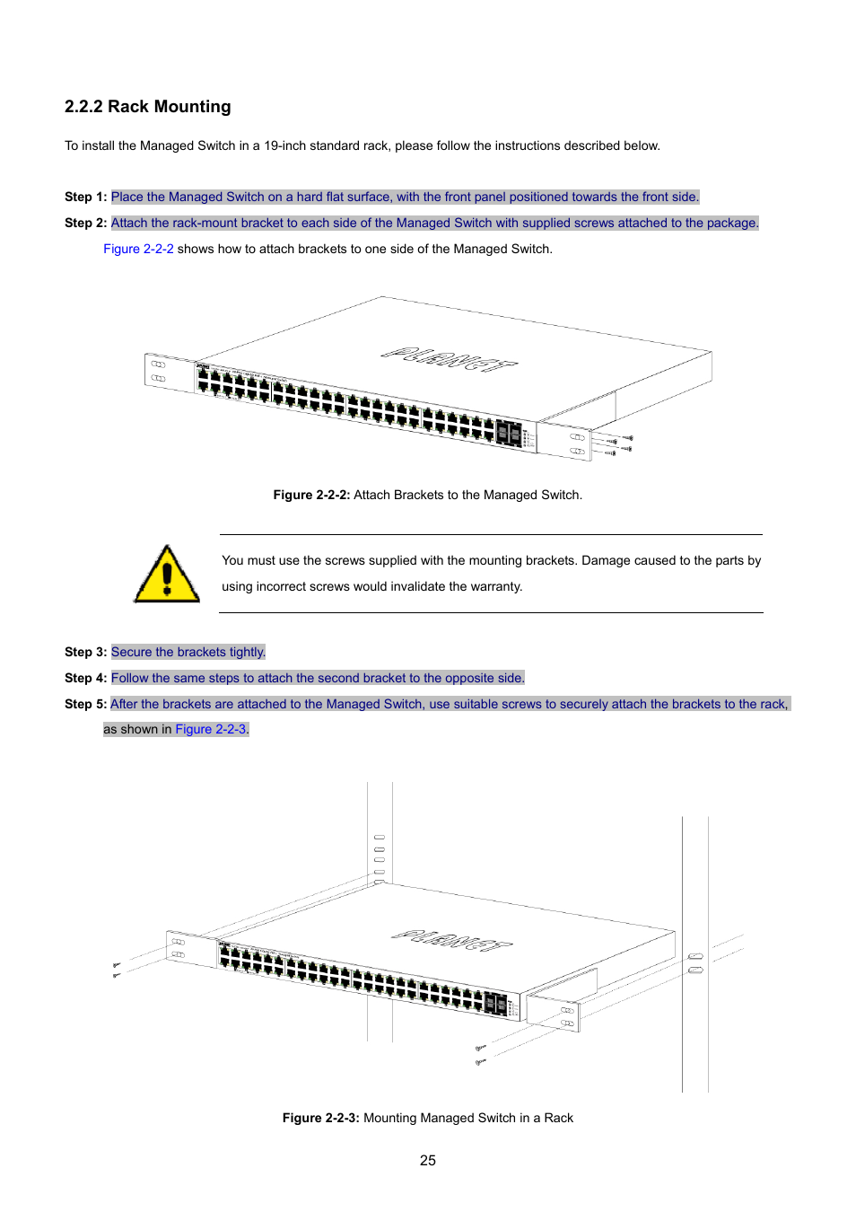 2 rack mounting | PLANET WGSW-48040HP User Manual | Page 25 / 375