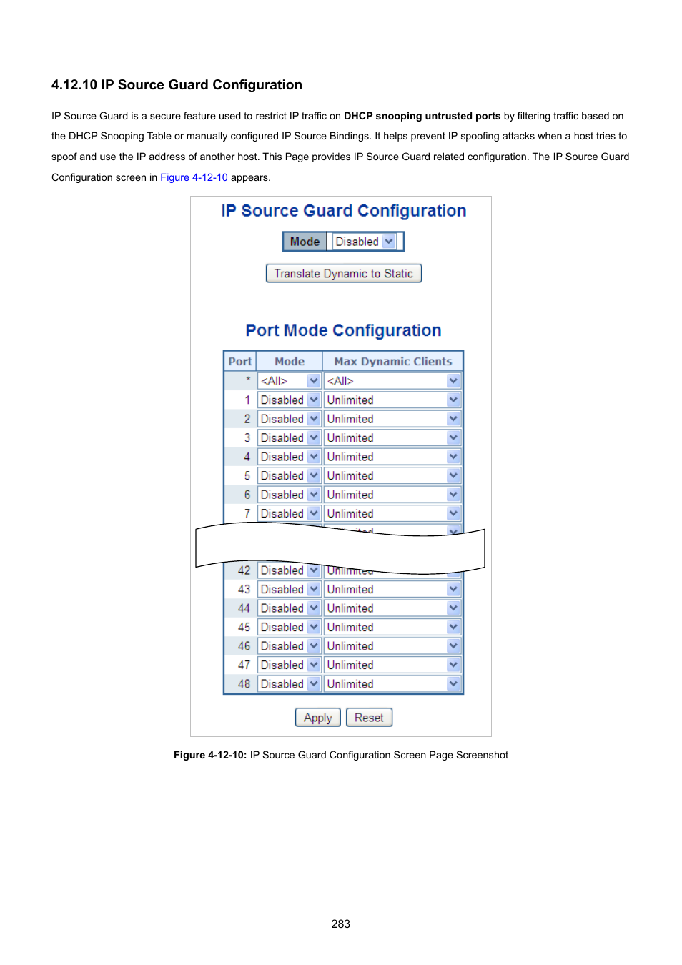 10 ip source guard configuration | PLANET WGSW-48040HP User Manual | Page 283 / 375