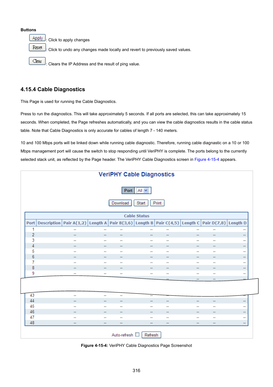 4 cable diagnostics | PLANET WGSW-48040HP User Manual | Page 316 / 375