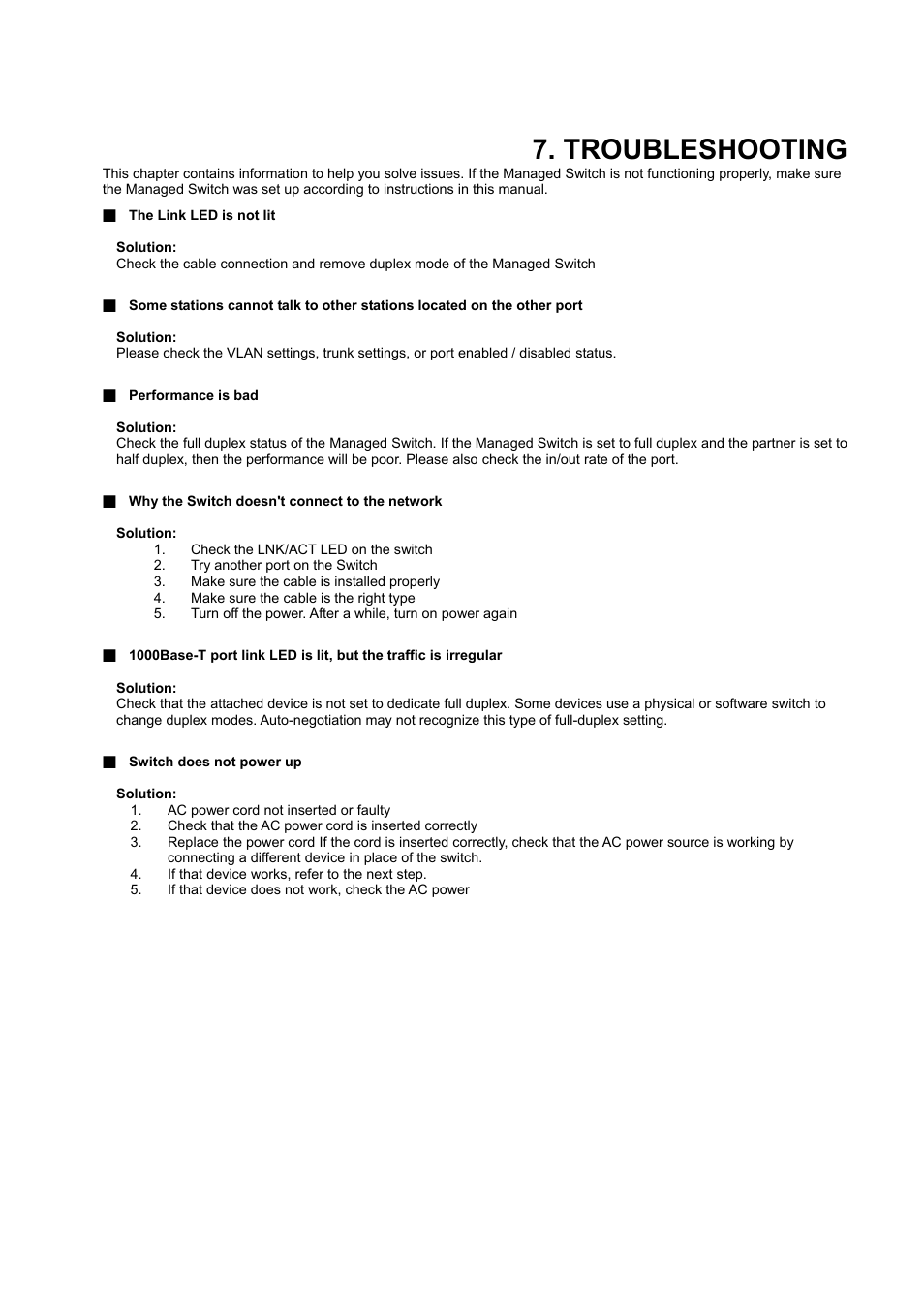 Troubleshooting | PLANET WGSW-48040HP User Manual | Page 353 / 375