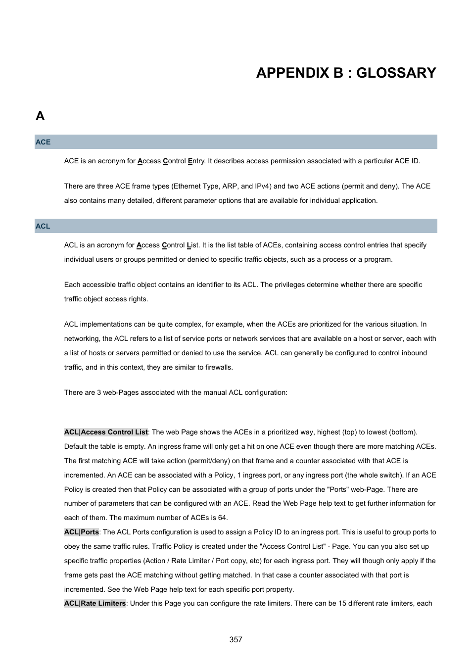 Appendix b : glossary | PLANET WGSW-48040HP User Manual | Page 357 / 375
