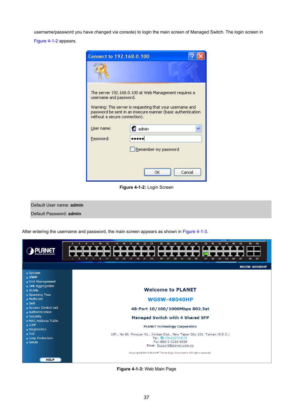 PLANET WGSW-48040HP User Manual | Page 37 / 375