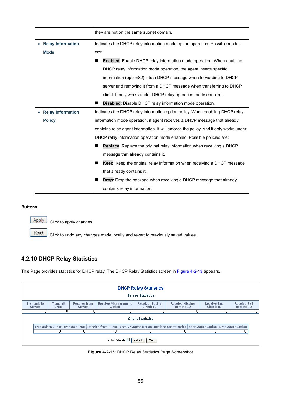 10 dhcp relay statistics | PLANET WGSW-48040HP User Manual | Page 55 / 375