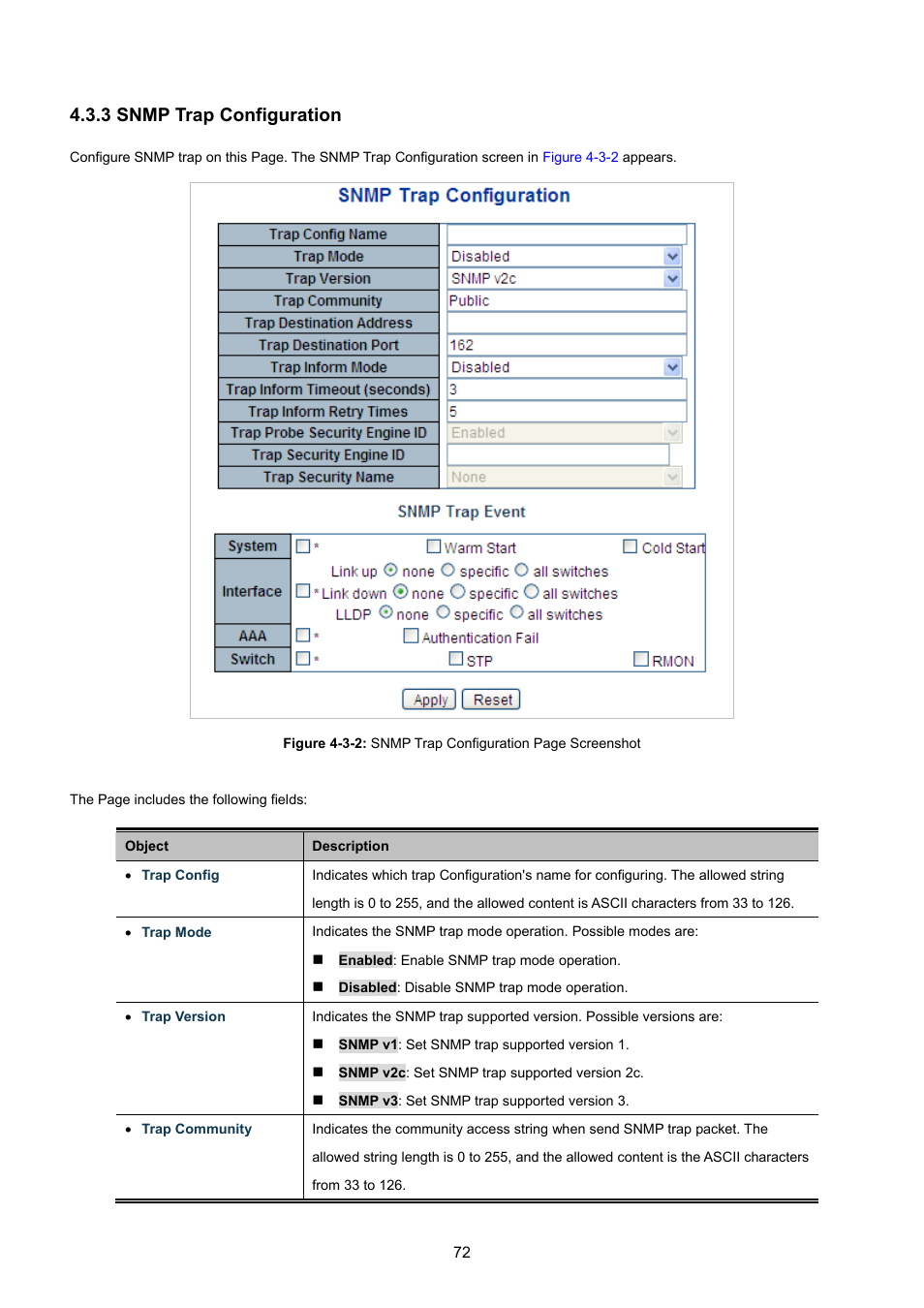 3 snmp trap configuration | PLANET WGSW-48040HP User Manual | Page 72 / 375