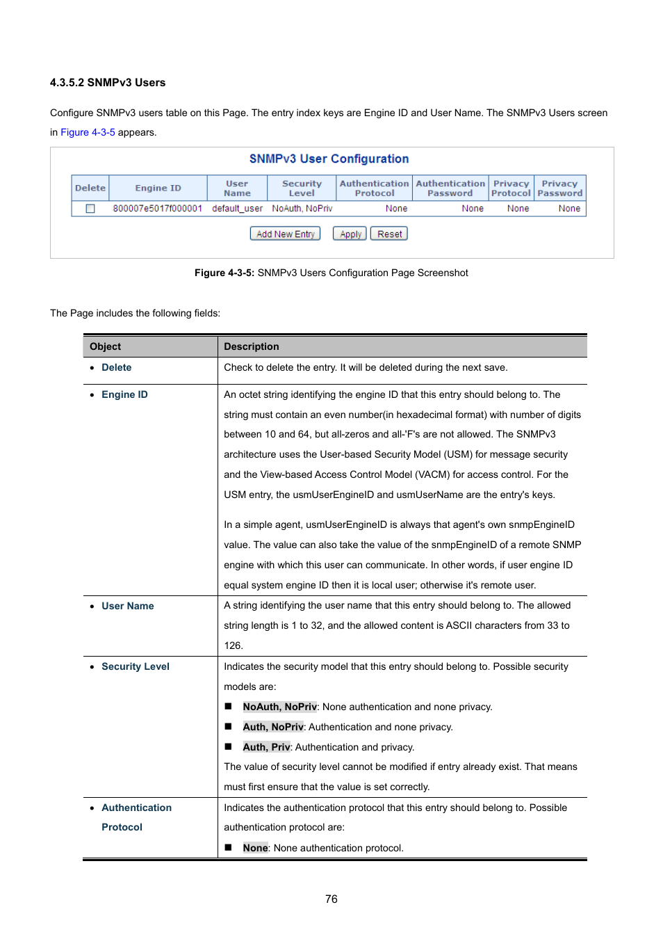 2 snmpv3 users | PLANET WGSW-48040HP User Manual | Page 76 / 375