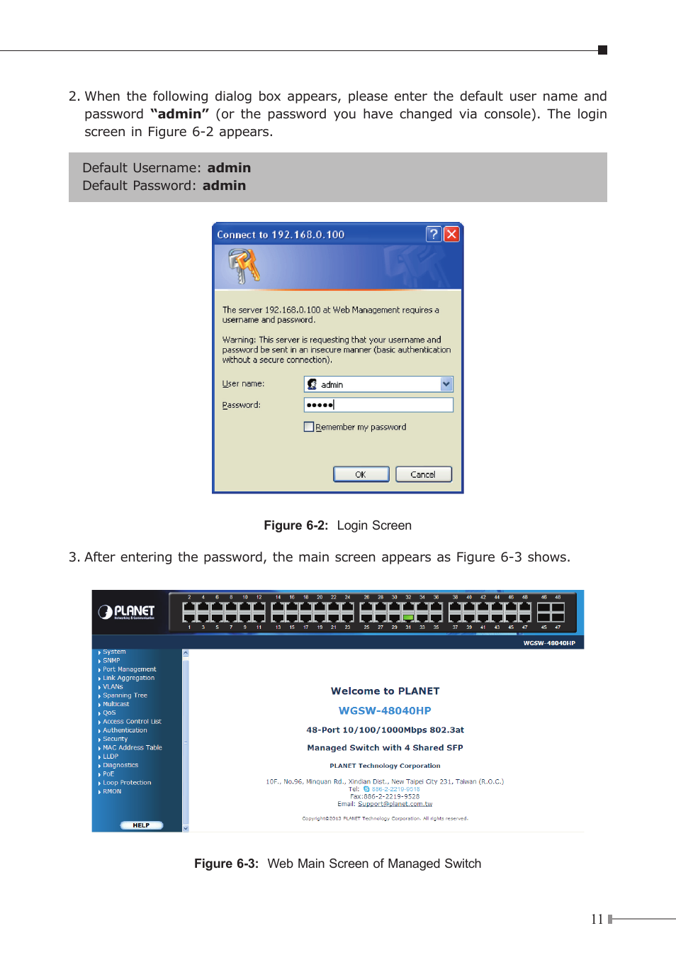 PLANET WGSW-48040HP User Manual | Page 11 / 16