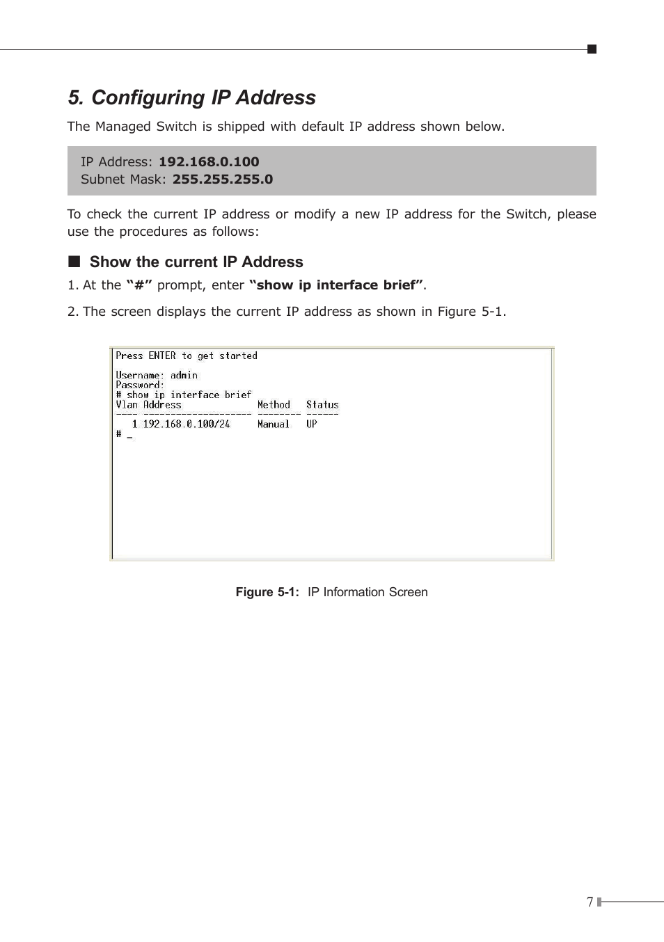 Configuring ip address | PLANET WGSW-48040HP User Manual | Page 7 / 16