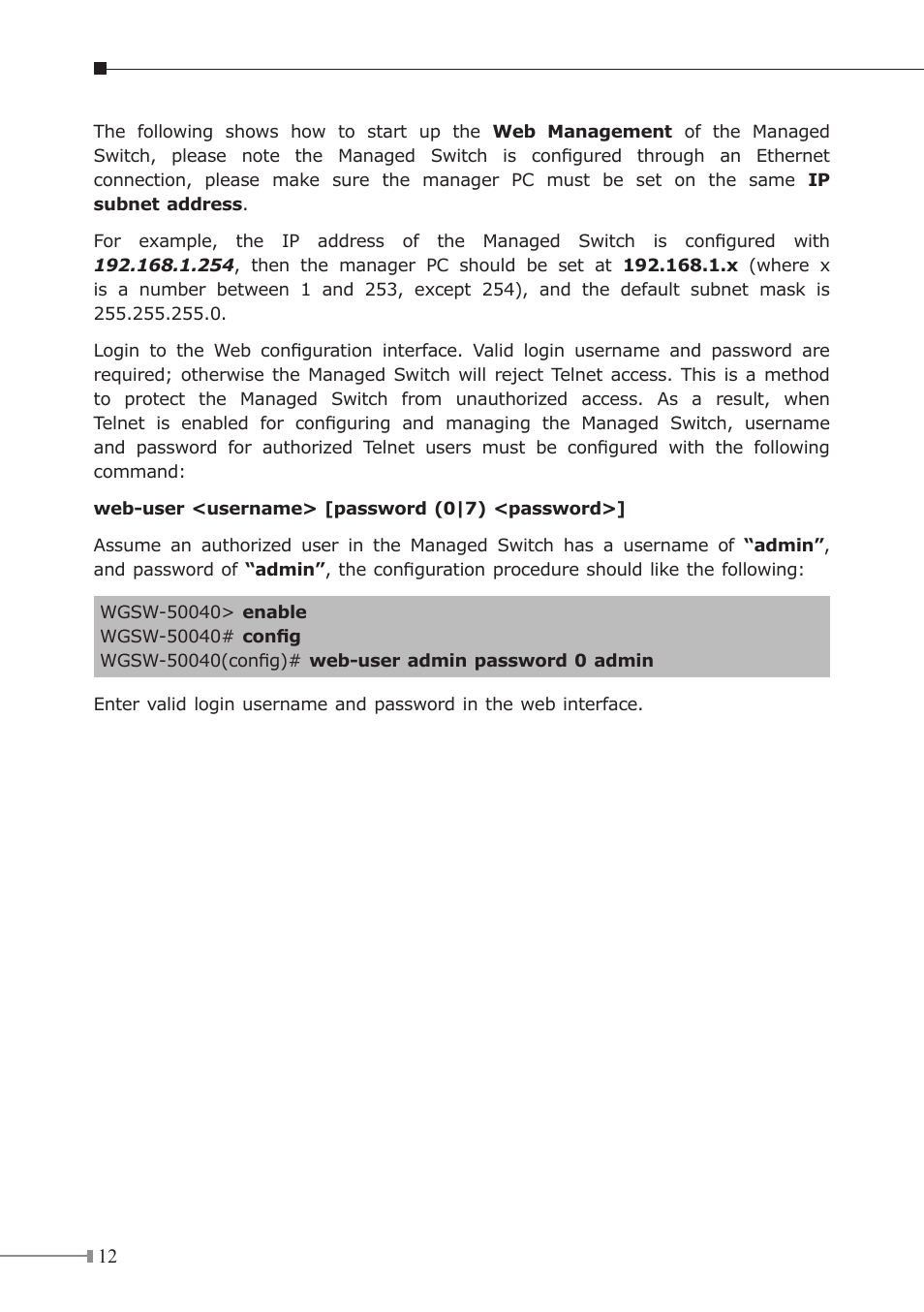 PLANET WGSW-50040 User Manual | Page 12 / 16