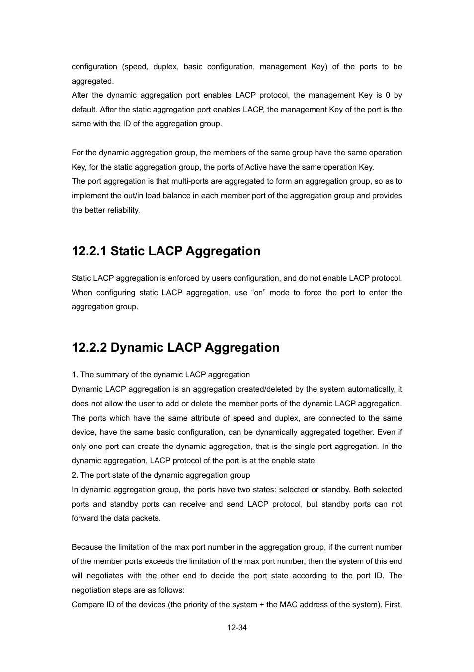 1 static lacp aggregation, 2 dynamic lacp aggregation, 1 static lacp aggregation -34 | 2 dynamic lacp aggregation -34 | PLANET WGSW-52040 User Manual | Page 112 / 505