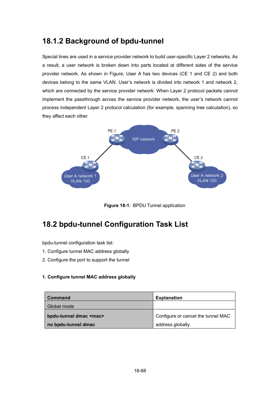 2 background of bpdu-tunnel, 2 bpdu-tunnel configuration task list, 2 background of bpdu-tunnel -68 | Bpdu, Tunnel, Onfiguration | PLANET WGSW-52040 User Manual | Page 146 / 505