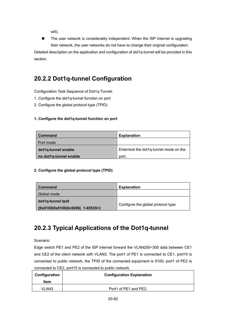 2 dot1q-tunnel configuration, 3 typical applications of the dot1q-tunnel, 2 dot1q-tunnel configuration -82 | 3 typical applications of the dot1q-tunnel -82 | PLANET WGSW-52040 User Manual | Page 160 / 505