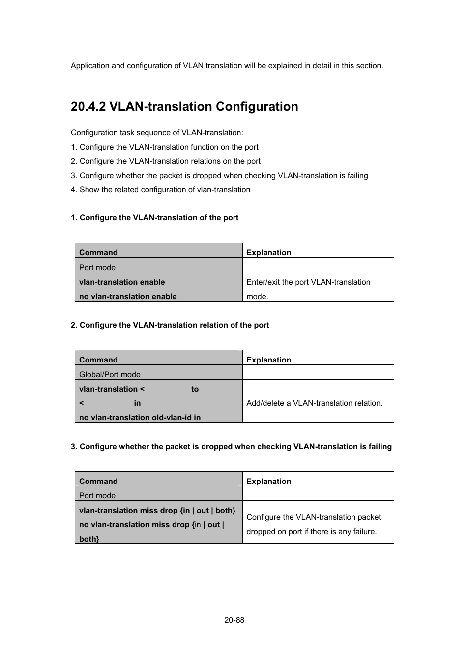2 vlan-translation configuration, 2 vlan-translation configuration -88 | PLANET WGSW-52040 User Manual | Page 166 / 505