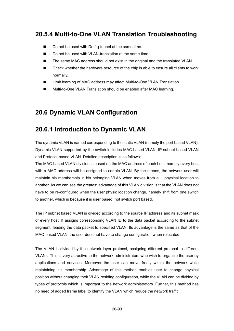 4 multi-to-one vlan translation troubleshooting, 6 dynamic vlan configuration, 1 introduction to dynamic vlan | Ynamic, Vlan, Onfiguration, 1 introduction to dynamic vlan -93 | PLANET WGSW-52040 User Manual | Page 171 / 505