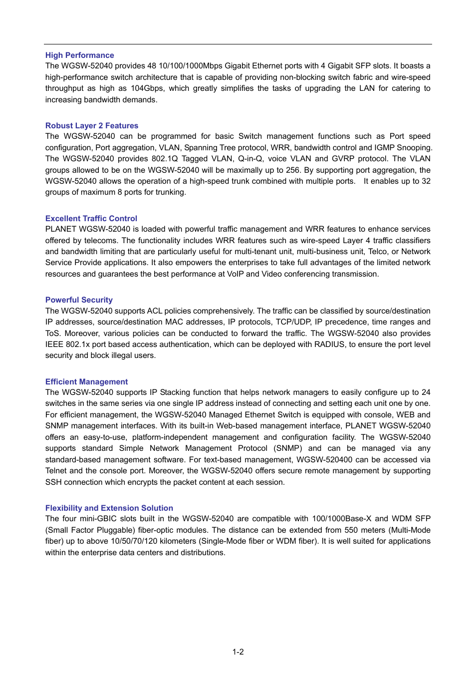 PLANET WGSW-52040 User Manual | Page 18 / 505