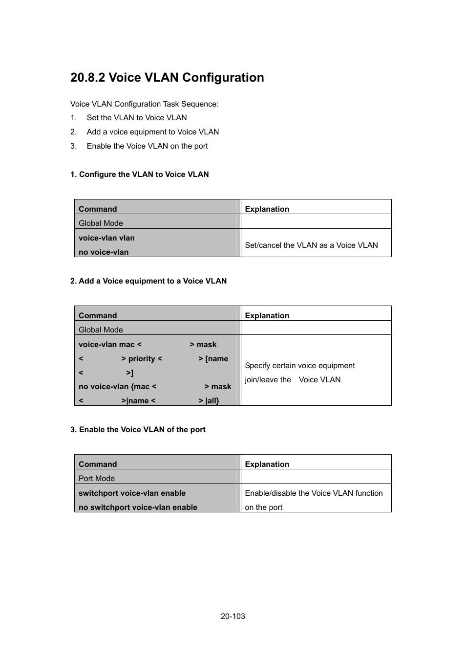 2 voice vlan configuration, 2 voice vlan configuration -103 | PLANET WGSW-52040 User Manual | Page 181 / 505