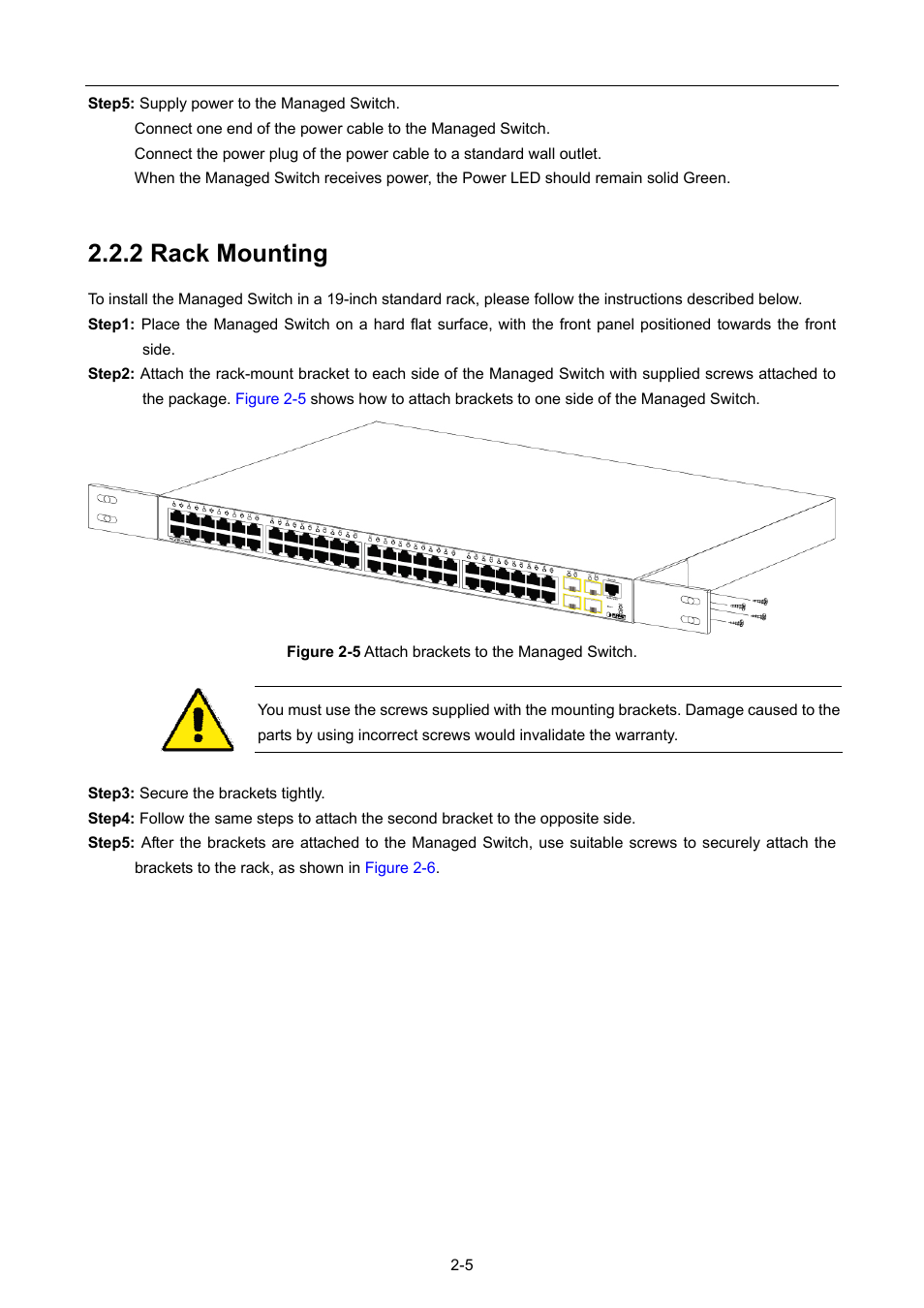 2 rack mounting, 2 rack mounting -5 | PLANET WGSW-52040 User Manual | Page 29 / 505