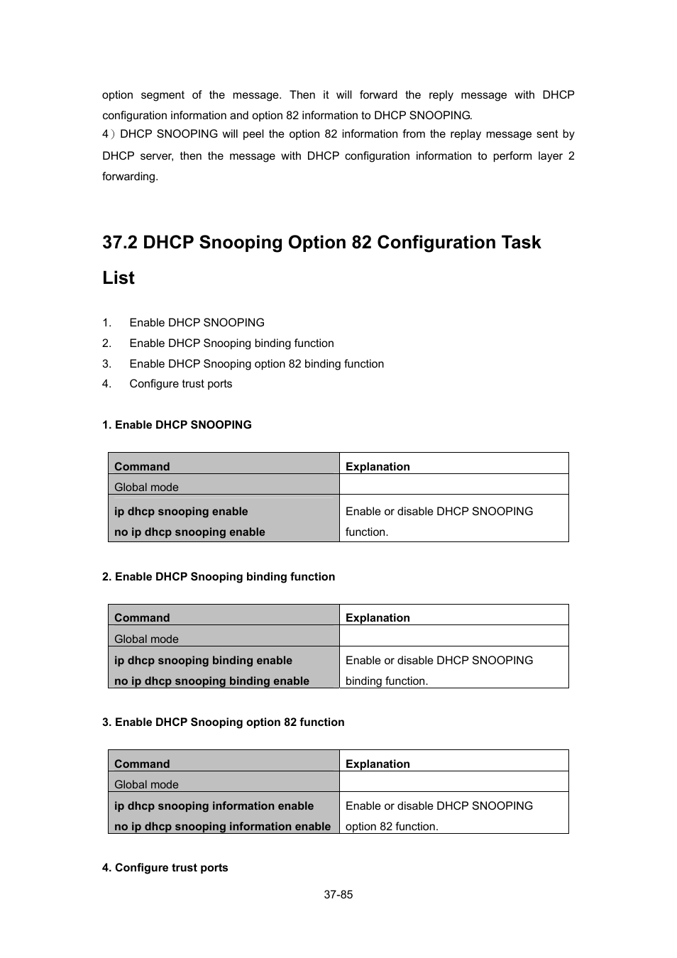 2 dhcp snooping option 82 configuration task list, Dhcp, Nooping | Ption, Onfiguration | PLANET WGSW-52040 User Manual | Page 306 / 505