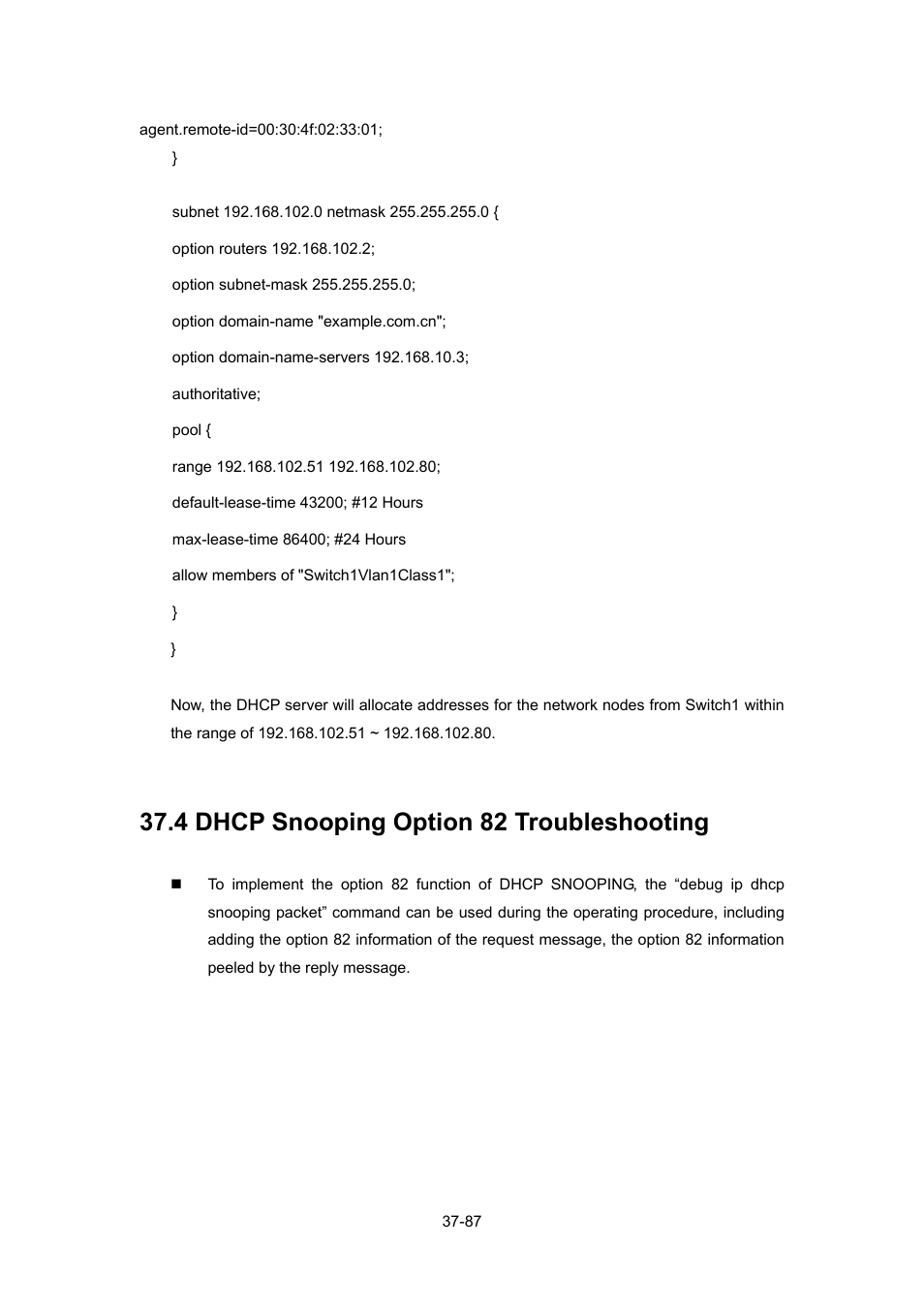 4 dhcp snooping option 82 troubleshooting, Dhcp, Nooping | Ption, Roubleshooting | PLANET WGSW-52040 User Manual | Page 308 / 505