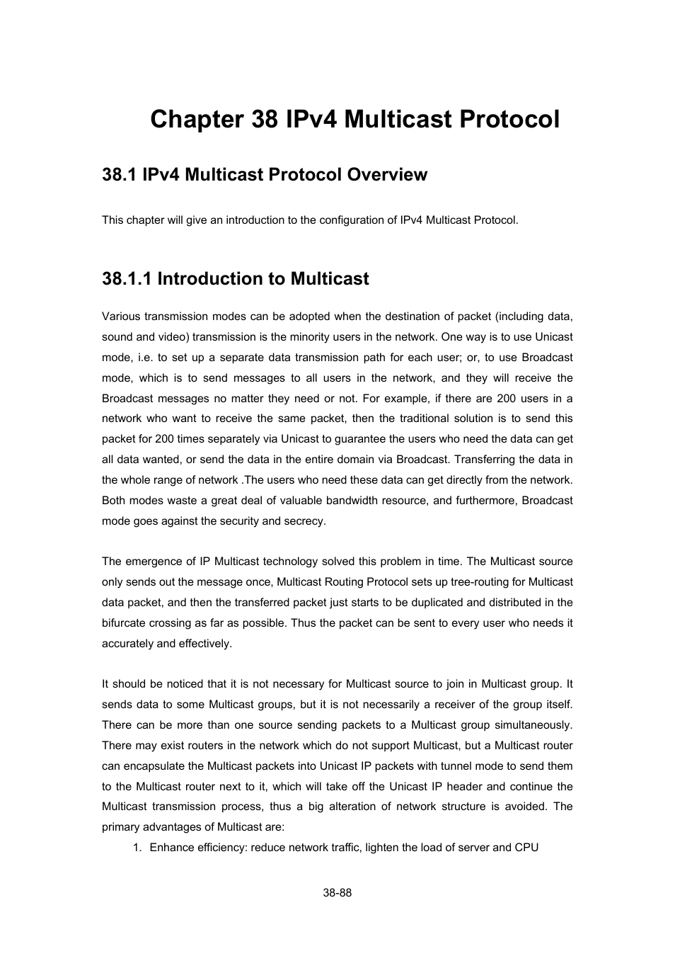 Chapter 38 ipv4 multicast protocol, 1 ipv4 multicast protocol overview, 1 introduction to multicast | Chapter 38 ipv4 multicast protocol -88, Ulticast, Rotocol, Verview, 1 introduction to multicast -88 | PLANET WGSW-52040 User Manual | Page 309 / 505