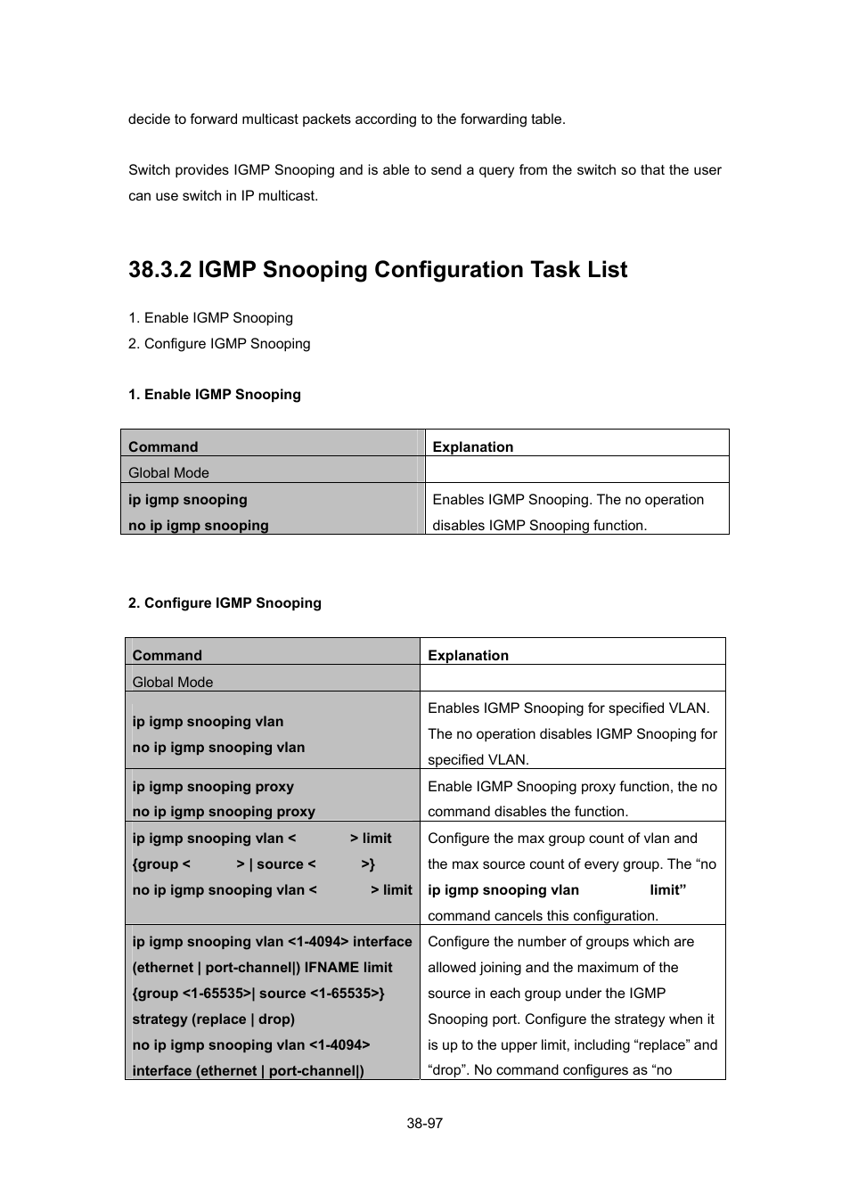 2 igmp snooping configuration task list, 2 igmp snooping configuration task list -97 | PLANET WGSW-52040 User Manual | Page 318 / 505