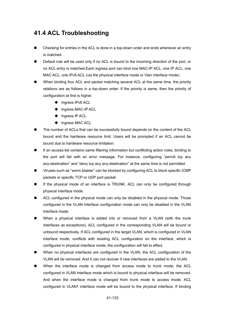 4 acl troubleshooting, Roubleshooting | PLANET WGSW-52040 User Manual | Page 354 / 505