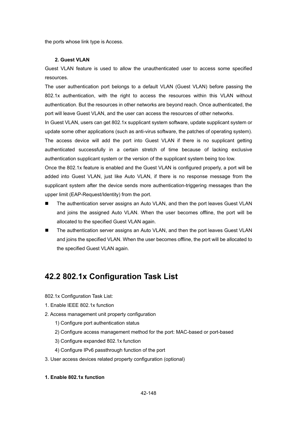 2 802.1x configuration task list, Onfiguration | PLANET WGSW-52040 User Manual | Page 369 / 505
