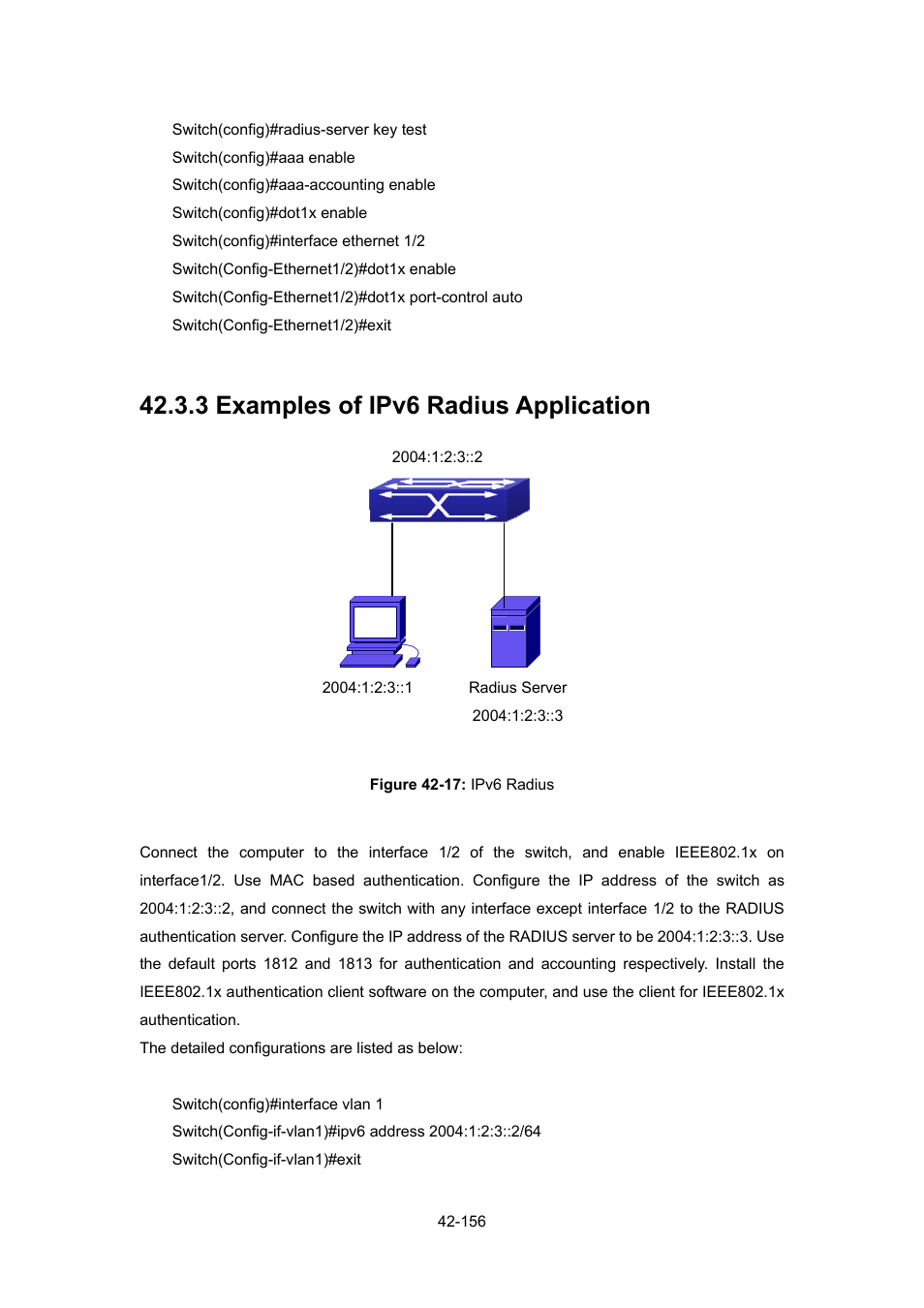 3 examples of ipv6 radius application, 3 examples of ipv6 radius application -156 | PLANET WGSW-52040 User Manual | Page 377 / 505