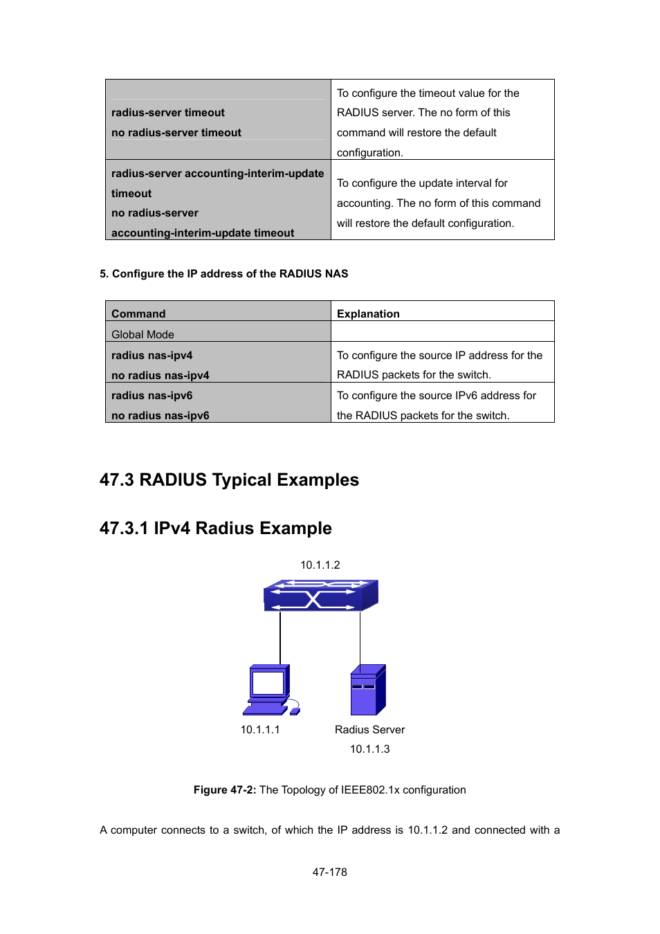 3 radius typical examples, 1 ipv4 radius example, Radius | Ypical, Xamples, 1 ipv4 radius example -178 | PLANET WGSW-52040 User Manual | Page 399 / 505