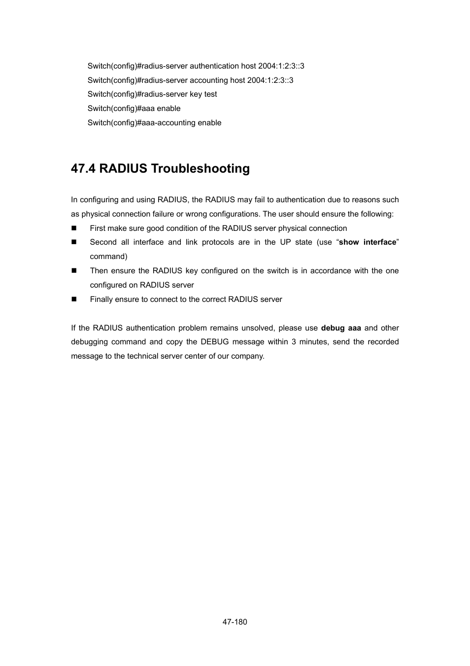 4 radius troubleshooting, Radius, Roubleshooting | PLANET WGSW-52040 User Manual | Page 401 / 505