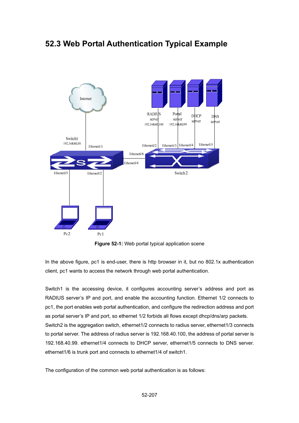 3 web portal authentication typical example, Ortal, Uthentication | Ypical, Xample | PLANET WGSW-52040 User Manual | Page 428 / 505