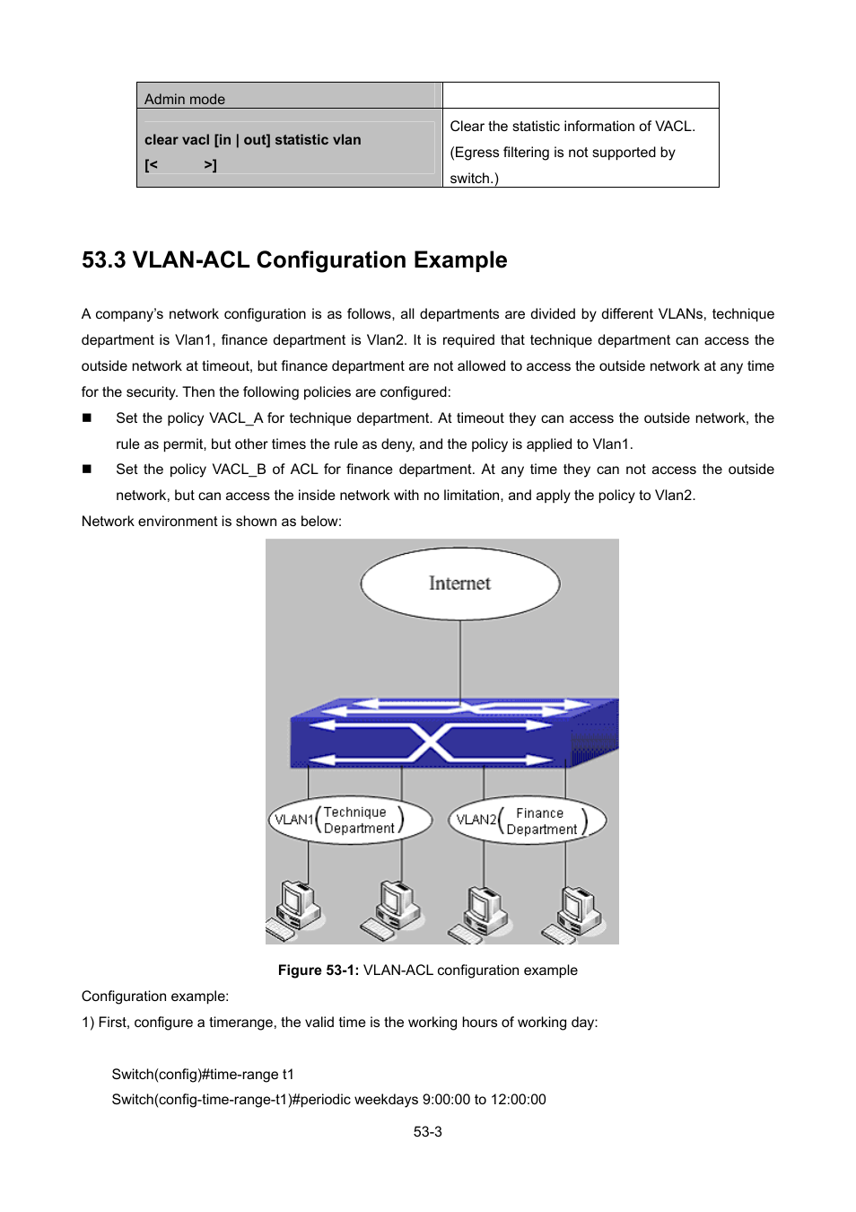 3 vlan-acl configuration example, Vlan-acl, Onfiguration | Xample | PLANET WGSW-52040 User Manual | Page 432 / 505