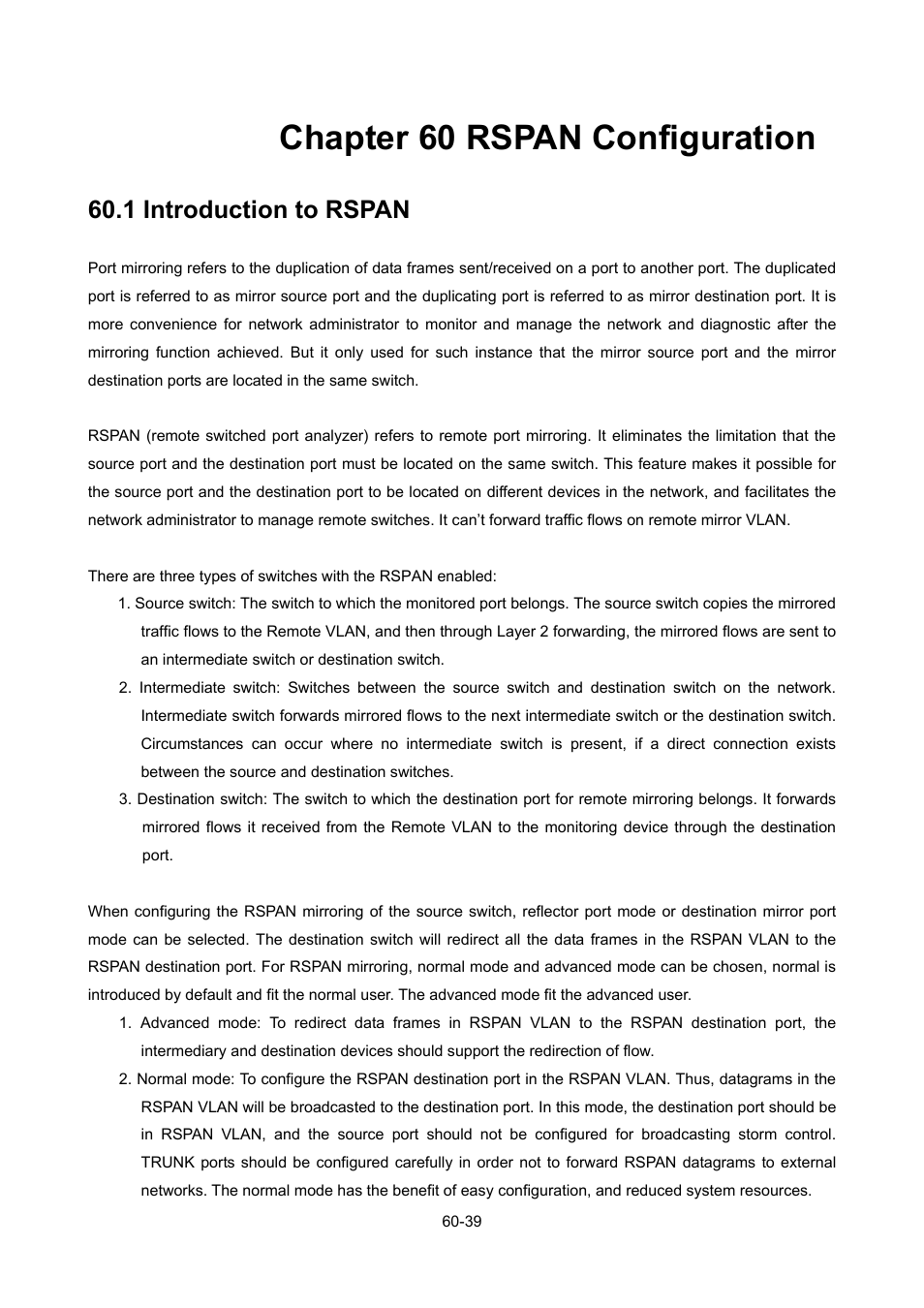 Chapter 60 rspan configuration, 1 introduction to rspan, Chapter 60 rspan configuration -39 | Ntroduction to, Rspan -39 | PLANET WGSW-52040 User Manual | Page 468 / 505